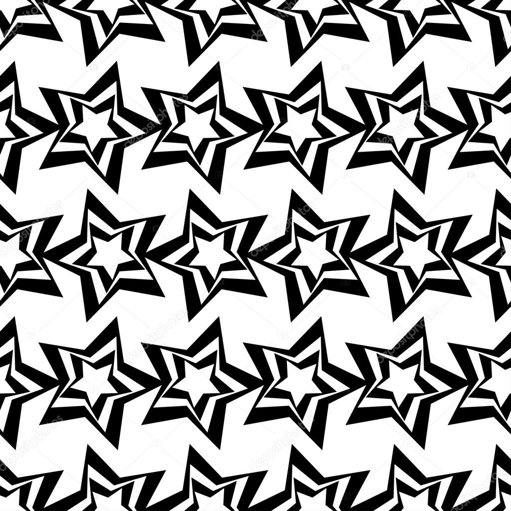 Seamless black and white background with decorative stars Stock Vector ...