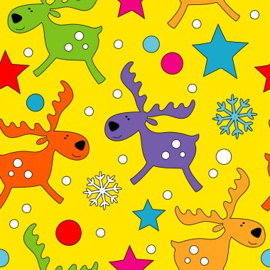 Geyik ve yıldız ile sorunsuz Noel arka plan