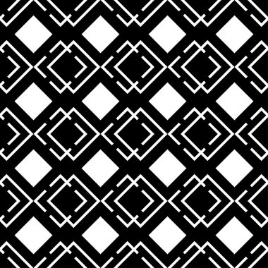 Kareler ile sorunsuz siyah beyaz dekoratif arka plan