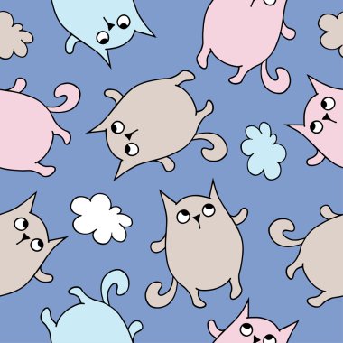 Seamless decorative background with cats clipart