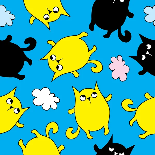 Fondo decorativo sin costuras con gatos — Vector de stock