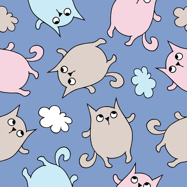 Безшовний декоративний фон з кішками — стоковий вектор