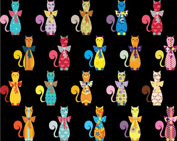 Fondo vectorial sin costuras con gatos elegantes decorativos — Archivo Imágenes Vectoriales