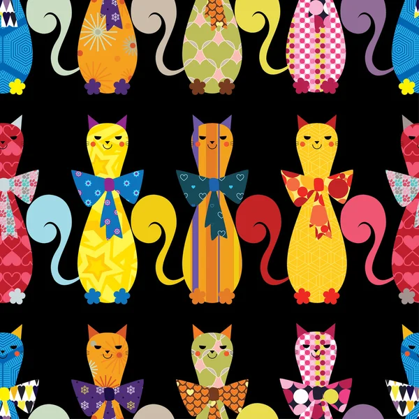 Bezszwowe tło dekoracyjne elegancka koty — Wektor stockowy