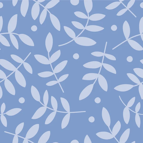 Fond vectoriel sans couture avec branche décorative, feuilles et pois — Image vectorielle