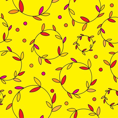 Dekoratif branche, yaprakları ve lekeli sorunsuz vektör arka plan