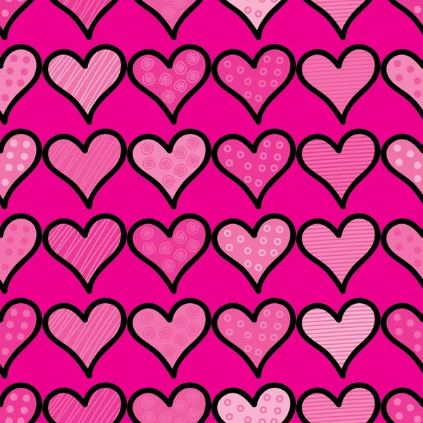 Fondo de vector sin costuras con corazones decorativos — Vector de stock