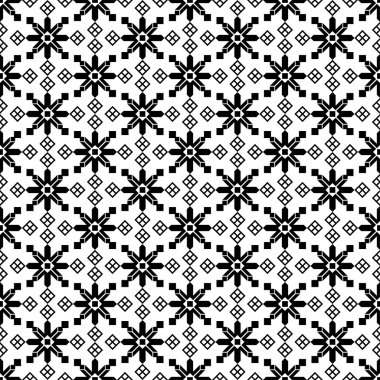 Seamless Christmas black and white background with decorative snowflakes