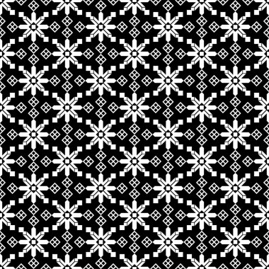 Seamless Christmas black and white background with decorative snowflakes