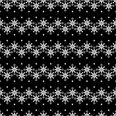 Seamless Christmas black and white background with decorative snowflakes