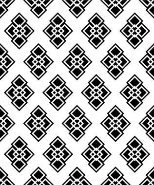 Geometrik şekiller ile sorunsuz siyah beyaz dekoratif vektör arka plan