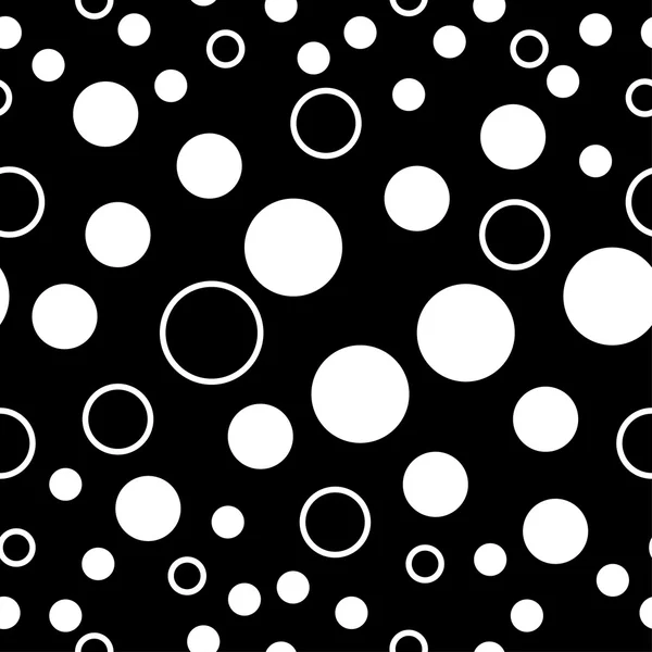 Polka noktaları ile sorunsuz siyah beyaz dekoratif vektör arka plan — Stok Vektör