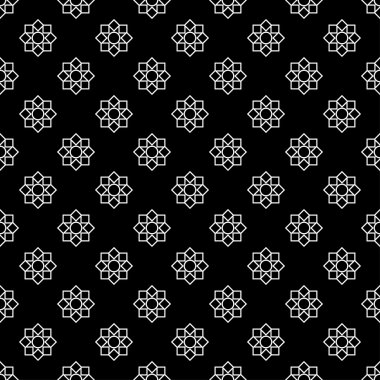 Geometrik şekiller ile sorunsuz siyah beyaz dekoratif vektör arka plan