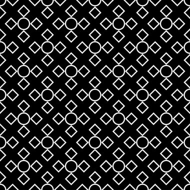 Geometrik şekiller ile sorunsuz siyah beyaz dekoratif vektör arka plan
