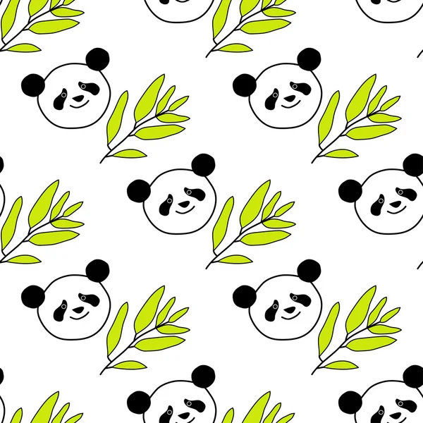 Seamless decorative vector background with pandas — Stock Vector