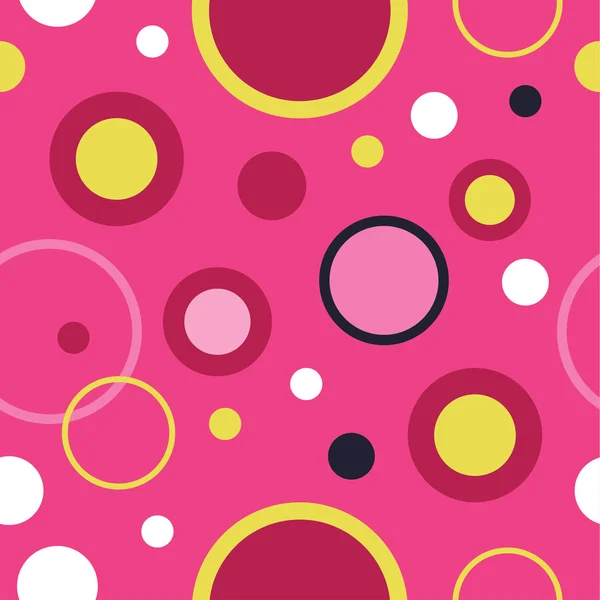 Seamless vector decorative background with circles, buttons and polka dots — Stock Vector