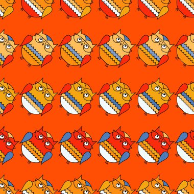 Baykuşlar ile sorunsuz dekoratif vektör arka plan