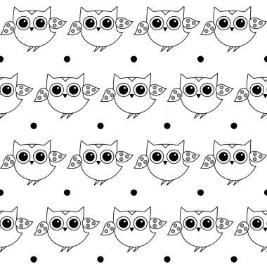 Baykuşlar ile sorunsuz dekoratif vektör arka plan