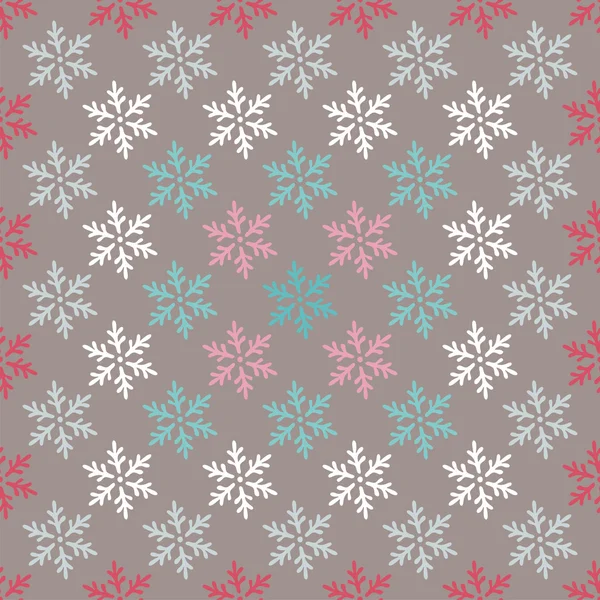 Fondo de vector sin costuras con copos de nieve decorativos — Vector de stock