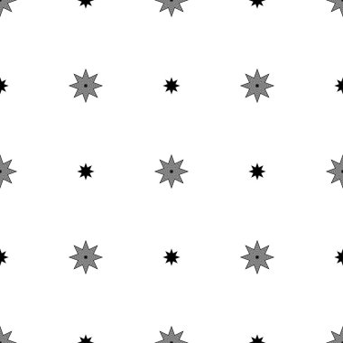 Sorunsuz vektör siyah ve beyaz arka plan dekoratif yıldız ile