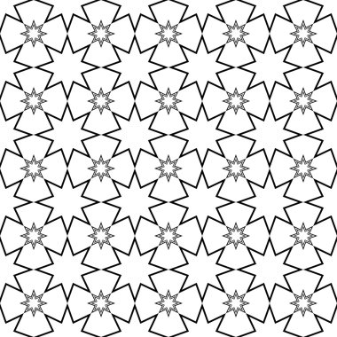 Soyut rakamları ile sorunsuz siyah beyaz dekoratif vektör arka plan