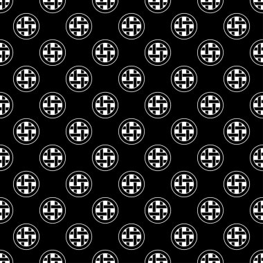 Seamless black and white decorative vector background with abstract figures clipart