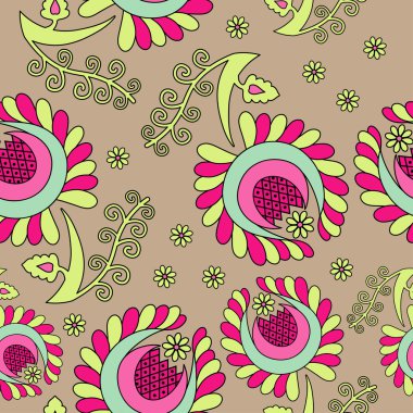 Sorunsuz vektör arka plan dekoratif çiçeklerle