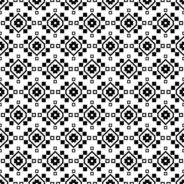 Fundal vectorial alb-negru fără sudură cu flori decorative — Vector de stoc