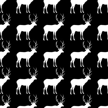 Sorunsuz siyah beyaz dekoratif vektör arka plan dekoratif deer ile