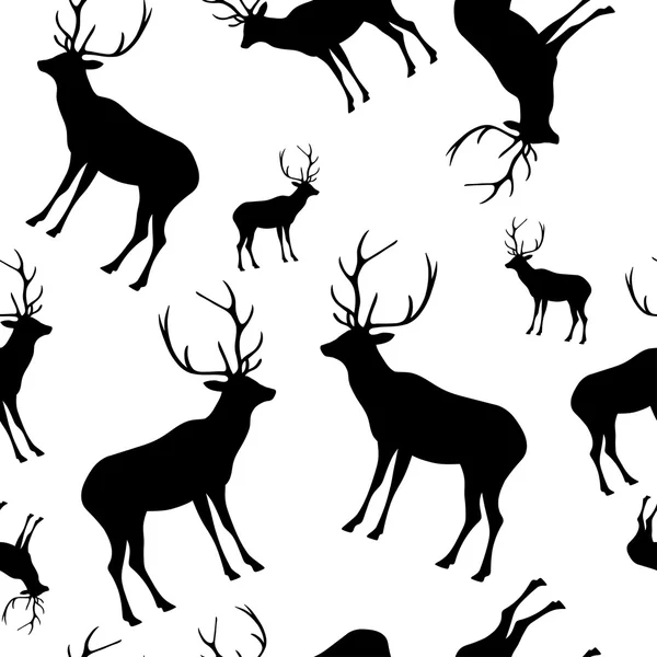 Seamless black and white decorative vector background with decorative deer — Stock Vector