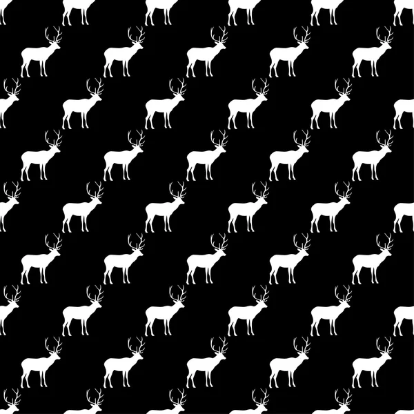 Fondo vectorial decorativo blanco y negro sin costuras con ciervos decorativos — Vector de stock