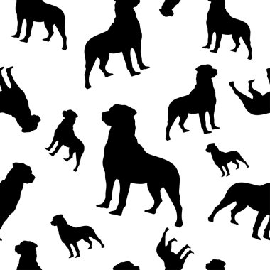 Sorunsuz siyah beyaz dekoratif vektör arka plan dekoratif köpekler ile