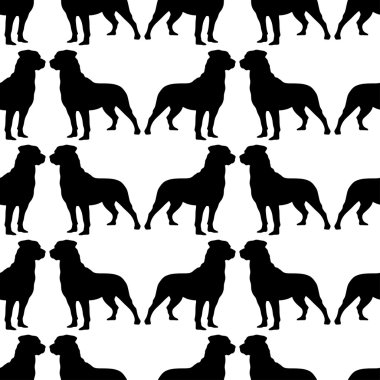 Sorunsuz siyah beyaz dekoratif vektör arka plan dekoratif köpekler ile