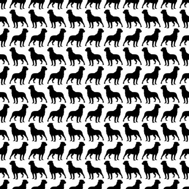 Sorunsuz siyah beyaz dekoratif vektör arka plan dekoratif köpekler ile