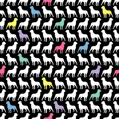 Sorunsuz siyah beyaz dekoratif vektör arka plan dekoratif köpekler ile