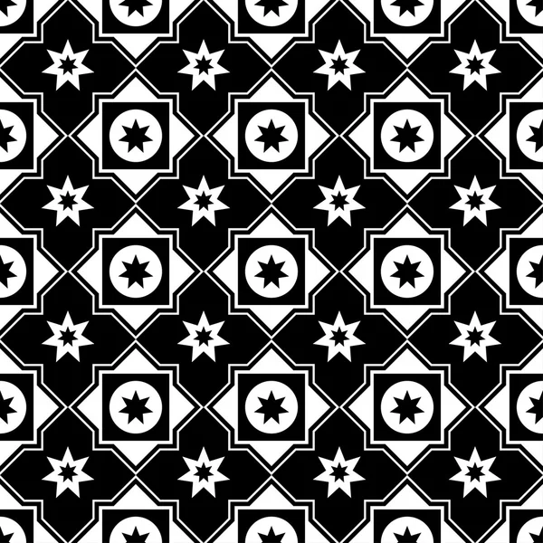Nahtloser schwarz-weißer Hintergrund mit abstrakten geometrischen Formen — Stockvektor