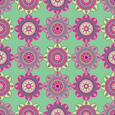 Kesintisiz renkli vektör arka plan dekoratif çiçeklerle