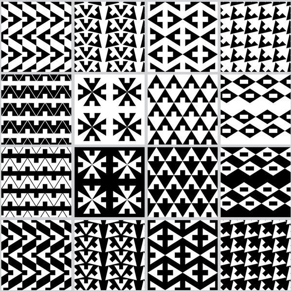 Набор из 16 бесшовных векторных фонов с абстрактным геометрическим рисунком
