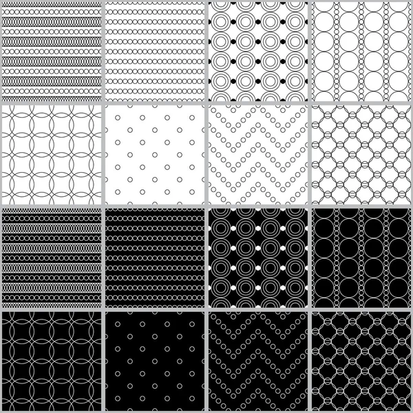 Set of sixteen seamless vector backgrounds with abstract geometric pattern — Stock Vector