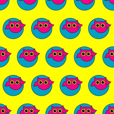 Baykuşlar Pop sanat tarzı ile sorunsuz dekoratif vektör arka plan