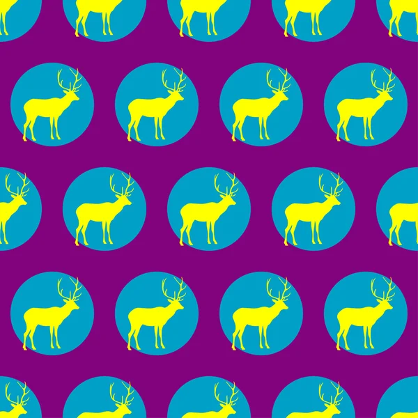 Seamless vector background with decorative reindeer in the style of Pop Art — Stock Vector