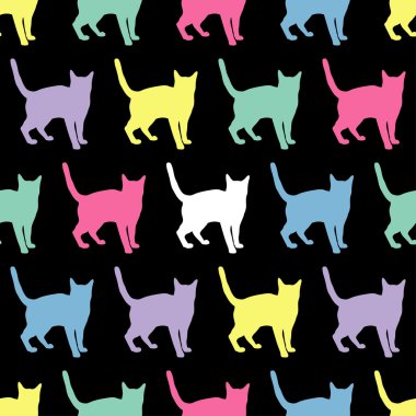 Seamless vector background with decorative cats clipart