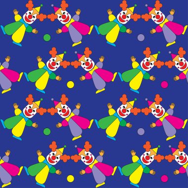 Palyaçolar ile sorunsuz vektör dekoratif arka plan