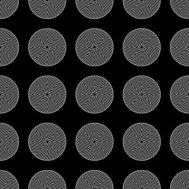 Daireler ile sorunsuz siyah beyaz dekoratif vektör arka plan