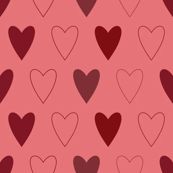 Fondo de vector sin costuras con corazones decorativos — Vector de stock