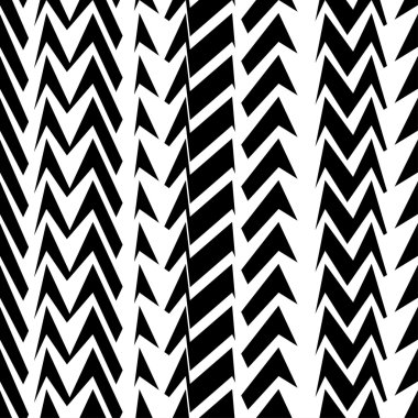 Soyut geometrik desenli sorunsuz siyah beyaz dekoratif vektör arka plan