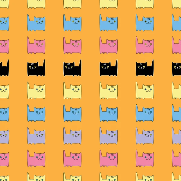 无缝矢量背景与装饰的猫 — 图库矢量图片