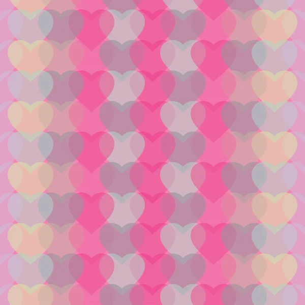 Seamless vector background with transparent decorative hearts — Stock Vector