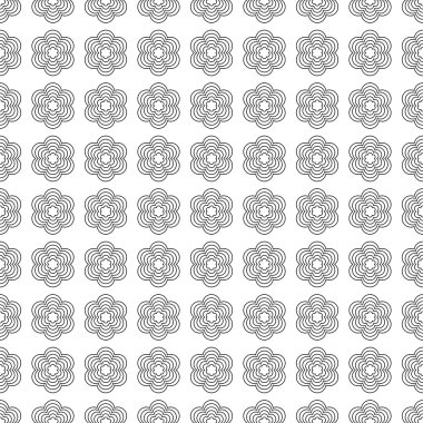 Seamless black and white vector background with decorative flowers clipart