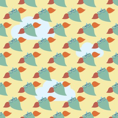 Baykuşlar ile sorunsuz dekoratif vektör arka plan